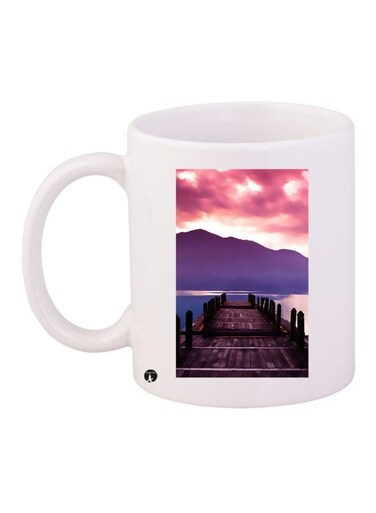 Nature Printed Coffee Mug White/Pink/Brown 11ounce