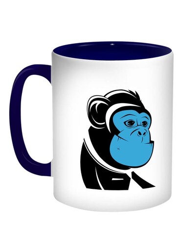 Cartoon Monkey Printed Coffee Mug Blue/Black/White