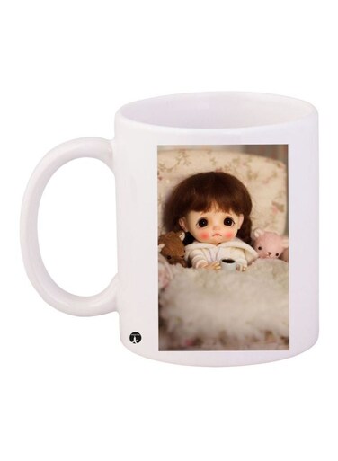 Doll Printed Coffee Mug White/Black/Pink