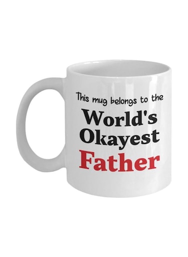 World's Okayest Father Printed Coffee Mug White/Black/Red