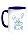 Rabbit Printed Coffee Mug White Blue 11 ounce