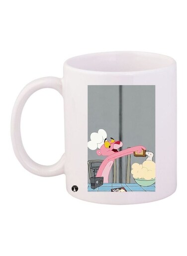 Pink Panther Printed Coffee Mug White/Pink/Grey 11ounce
