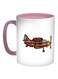 War Plane Printed Coffee Mug Pink/White/Red 11ounce