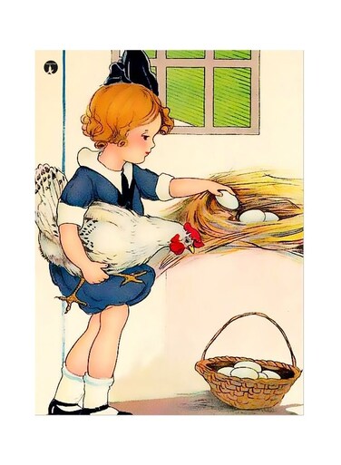 Cartoon Girl Themed Metallic Plate Beige/Blue/Green 20x15cm