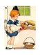 Cartoon Girl Themed Metallic Plate Beige/Blue/Green 20x15cm
