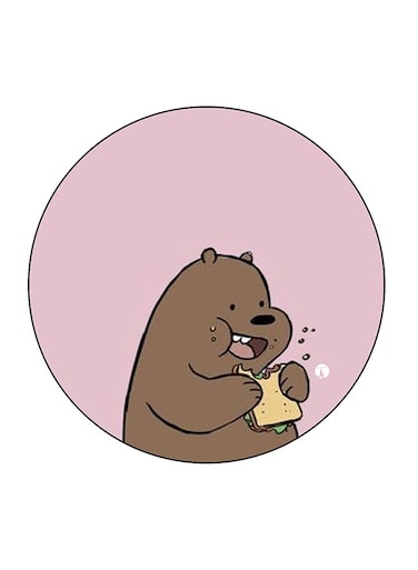 Bear Printed Fridge Magnet Pink/Brown/Beige 5.5 x 5.5cm