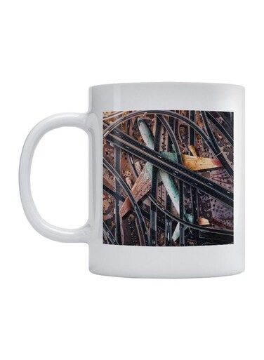Road Network Printed Mug White/Black/Brown