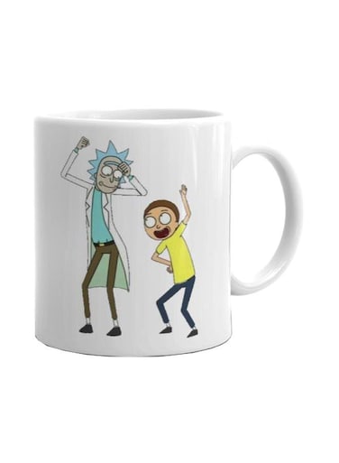 Rick And Morty Printed Ceramic Mug White/Yellow/Blue