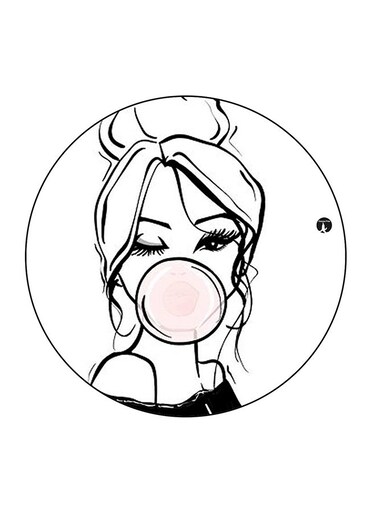 The girl Printed Fridge Magnet Black/White/Pink 5.5 x 5.5cm