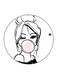 The girl Printed Fridge Magnet Black/White/Pink 5.5 x 5.5cm