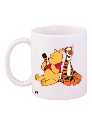 Pooh Printed Coffee Mug White/Yellow/Red 11ounce