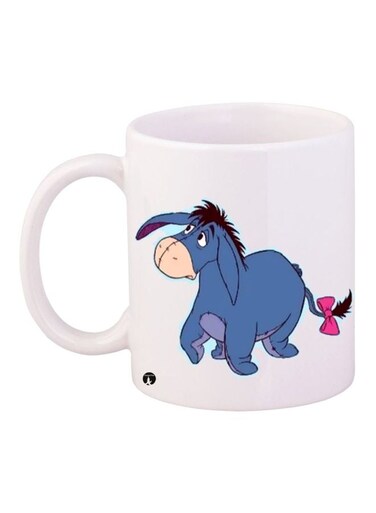 Cartoon Printed Coffee Mug White/Blue/Pink 11ounce