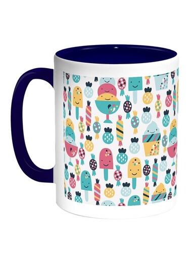 Desserts Fees Printed Coffee Mug White/Blue 11ounce