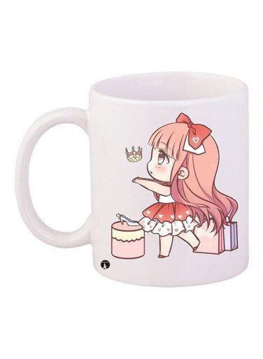 Cartoon Printed Coffee Mug White/Orange/Yellow 11ounce
