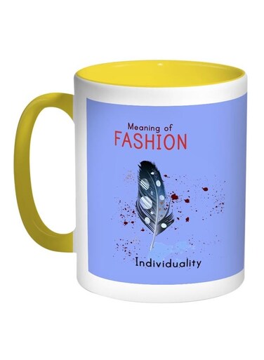 Meaning Of Fashion Printed Coffee Mug Blue/White/Yellow 11ounce