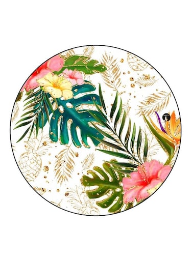 Floral Printed Fridge Magnet Beige/Green/Red 5.5cm