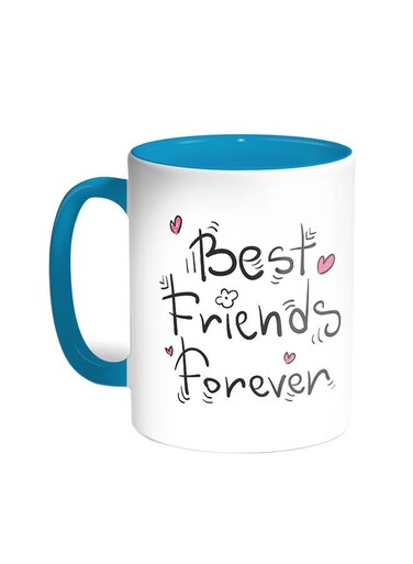 Best Friends Forever Printed Coffee Mug Turquoise/White 11ounce