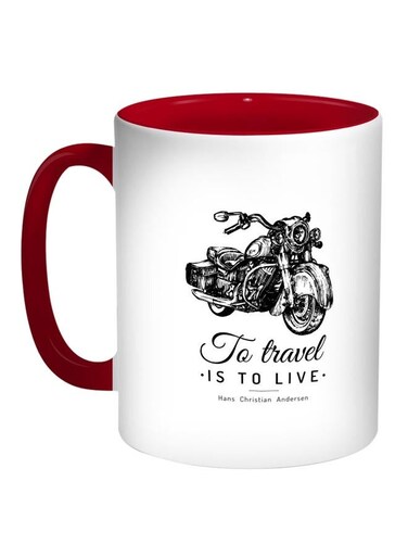 Motorcycle Printed Coffee Mug Red/White/Black 11ounce