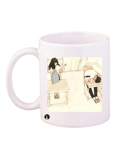 Girl And A Boy Printed Coffee Mug White/Beige Standard Size