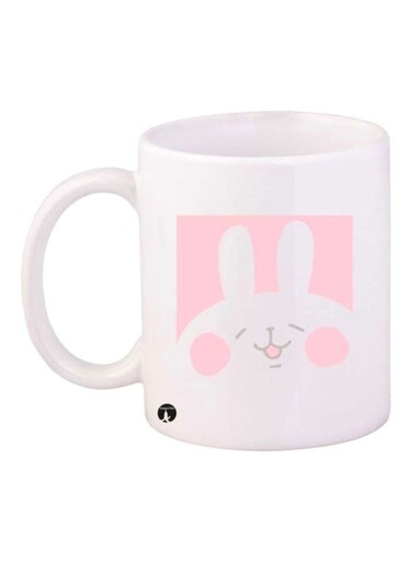 Printed Coffee Mug White/Pink Standard Size 11 ounce