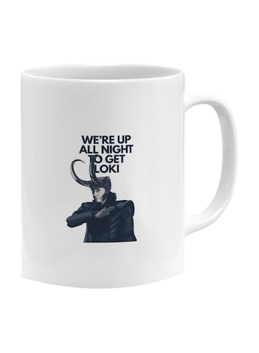 Avengers Loki Typography Quote Printed Mug White/Black