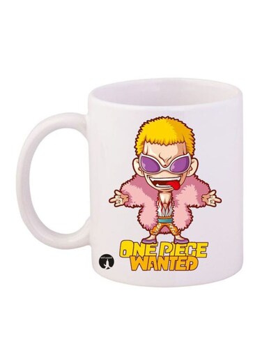 Anime One Piece Printed Mug White/Pink/Yellow 12ounce