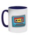 Recorded Tape Printed Ceramic Coffee Mug Dark Blue/White/Red 325ml