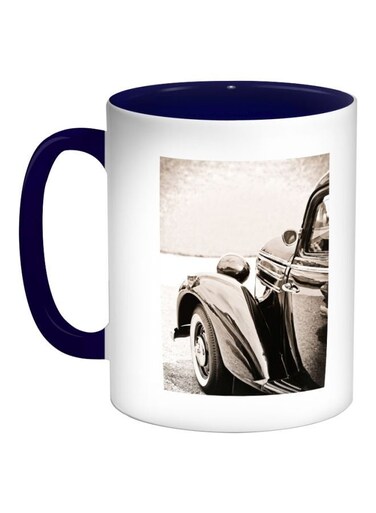A Car Of Old Style Printed Coffee Mug Dark Blue/Grey 11ounce