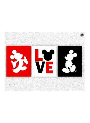 Love Themed Metallic Plate White/Red/Black 20x15cm