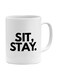 Sit Stay Printed Ceramic Coffee Mug White/Black