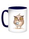 Cartoon Drawings Owl Printed Coffee Mug Blue/White/Brown