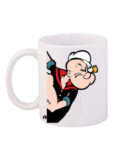 Popeye The Sailor Man Printed Coffee Mug White/Beige/Black 11ounce