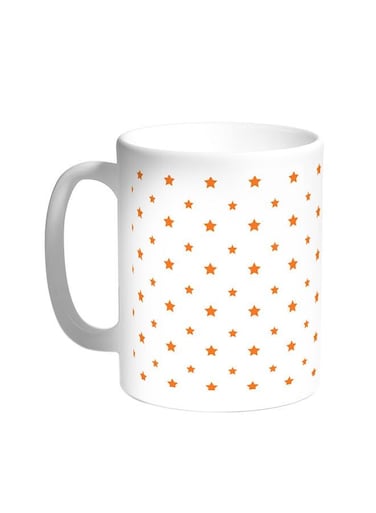 Motifs Of Small And Large Stars Printed Coffee Mug White 11ounce