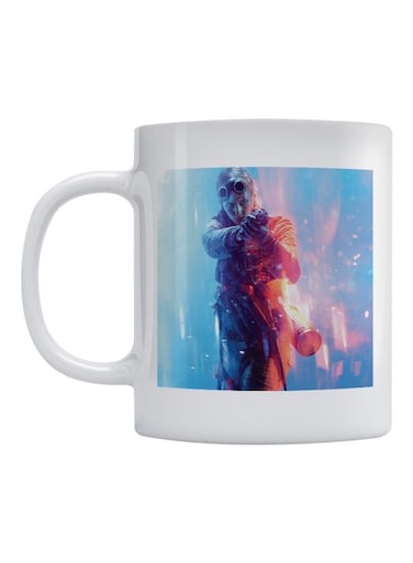 Battlefield Printed Ceramic Mug White/Blue/Orange 350ml