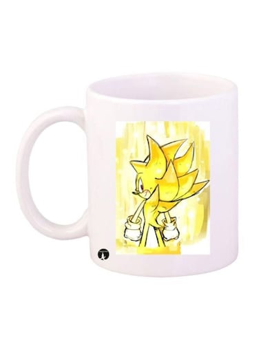 Sonic Video Game Printed Coffee Mug White/Yellow