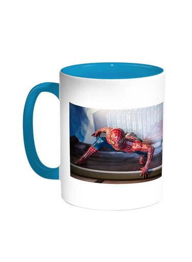 Spider Man Printed Coffee Mug Turquoise/White 11ounce