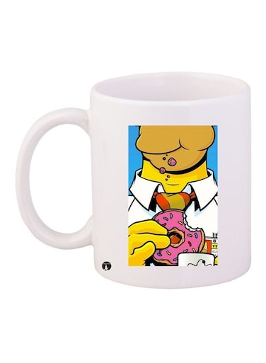 The Simpsons Printed Coffee Mug White/Yellow/Pink 11ounce