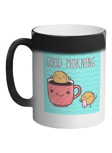Good Morning Printed Colour Changing Coffee Mug Black 11ounce