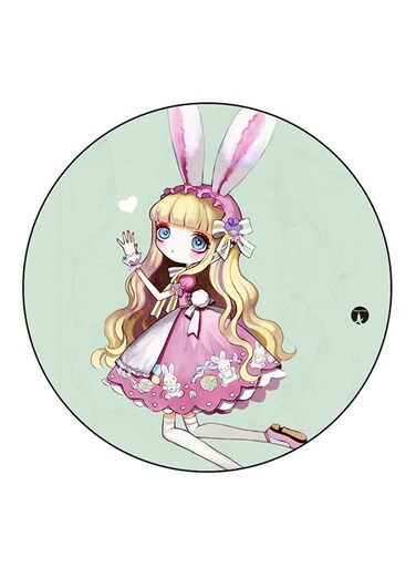 Girl Printed Fridge Magnet Round Multicolour