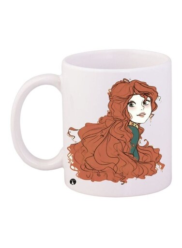 Princess Printed Coffee Mug White/Brown/Green 11ounce