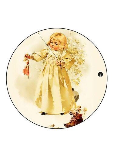 Girl Printed Fridge Magnet Round Multicolour