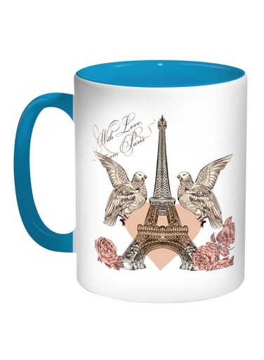 Printed Coffee Mug Turquoise/White/Black