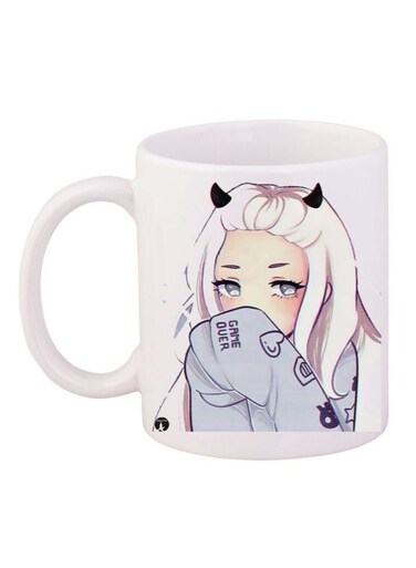 Anime Printed Coffee Mug White/Grey/Beige 11ounce