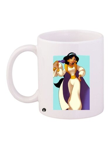 Princess Jasmine Printed Coffee Mug White/Blue/Purple 11ounce