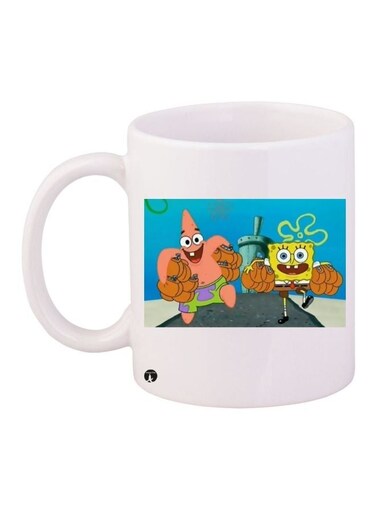SpongeBob SquarePants Printed Coffee Mug White/Blue/Yellow 11ounce