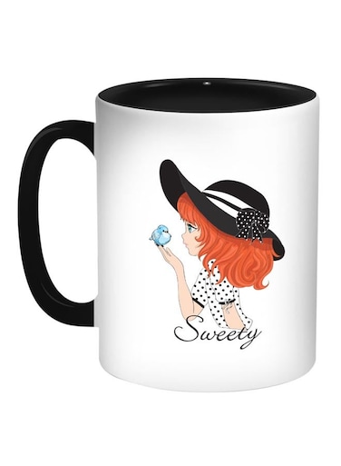 Printed Coffee Mug Black/White/Orange