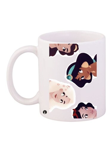 Cartoon Girl Printed Coffee Mug White/Brown/Beige