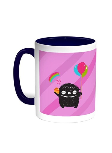 Cartoon Drawing - The Joy Of Eid Printed Coffee Mug Blue/White 11ounce