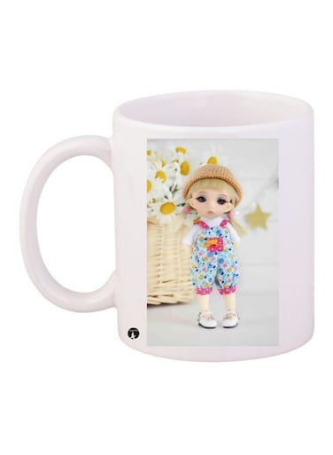 Girl Printed Coffee Mug White/Yellow/Pink 11ounce