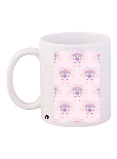 Cute Unicorn Printed Coffee Mug Pink/Pink/Beige 11ounce